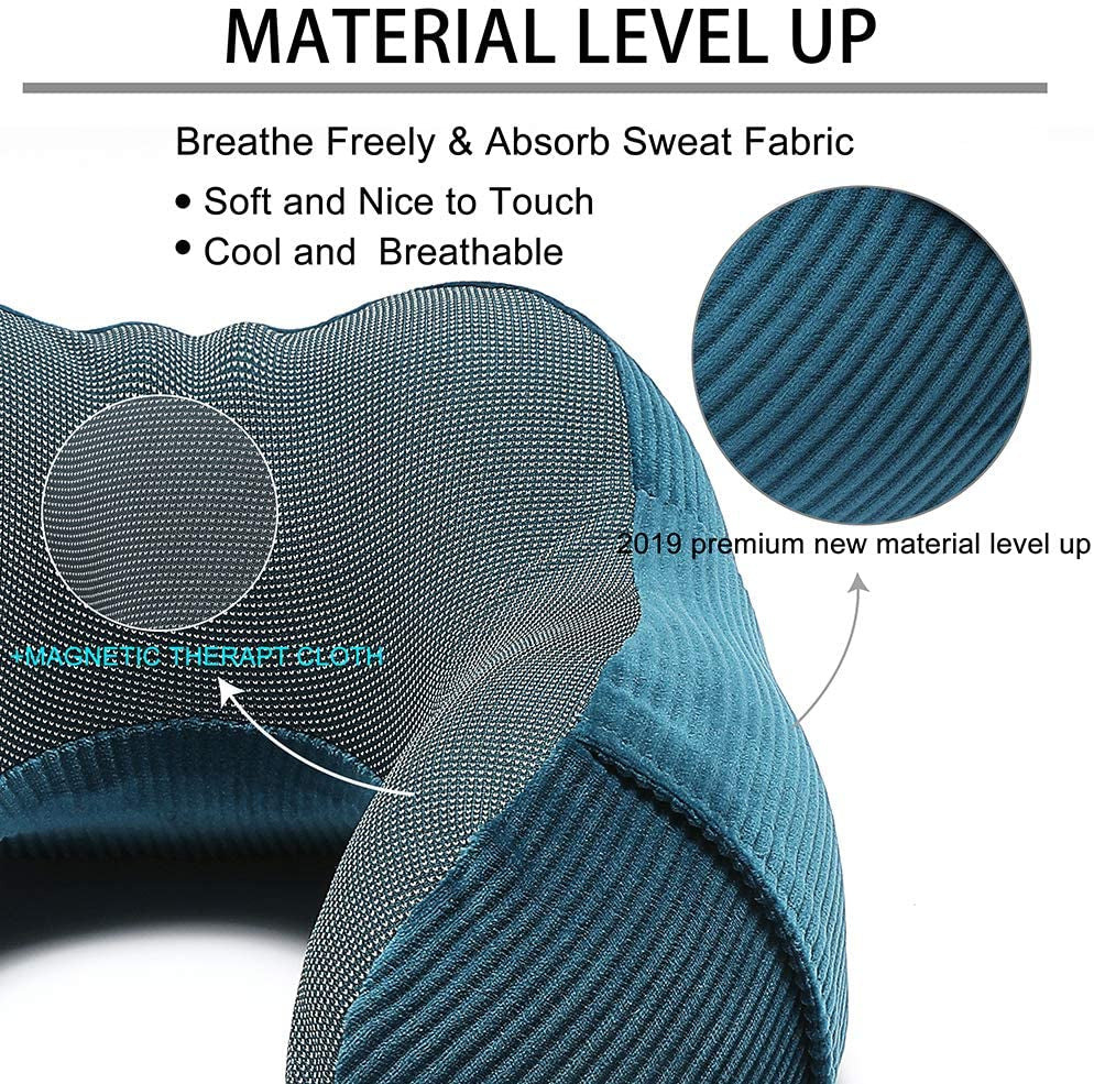 Ultimate 360-Degree Memory Foam Neck Pillow - Lightweight & Comfortable Travel Companion with Storage Bag for Airplane, Car, Train, and Home Use (Blue)